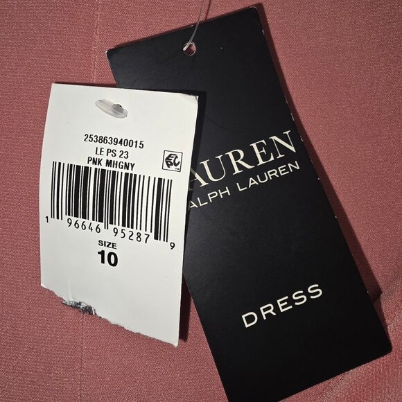 Lauren Ralph Lauren Jersey Off the Shoulder Gown Women's 10 Pink Mahogany V-Neck - Picture 6 of 8